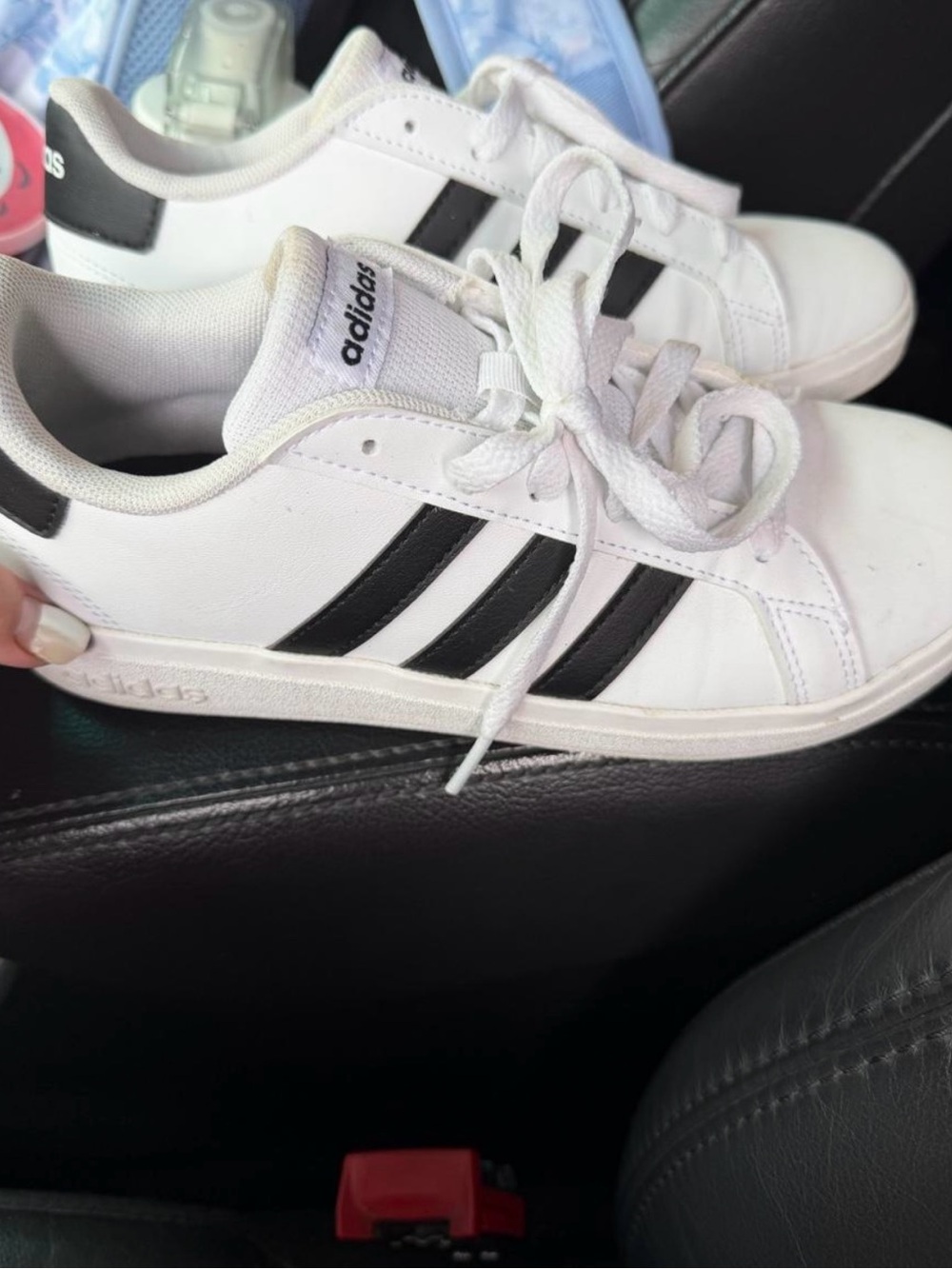 adidas White Sneakers with Black Stripes - Women's Casual Tennis Style